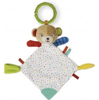 Clementoni- Lovely Bear Comforter-Doudou, Copertina Sicurezza, Orsetto Peluche Neonato, Giocattolo Bambini 0-36 Mesi-100% Lavabile, Multicolore, 17786